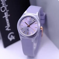 JAM TANGAN WANITA ALEXANDRE CHRISTIE AC 2A07 AC2A07 RUBBER ORIGINAL GARANSI RESMI 1 TAHUN - black ro