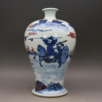 清康熙青花瓷器 手繪人物紋梅瓶花瓶 古玩古董陶瓷器仿古老貨收藏