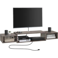 Vicodabo Floating Wall TV Cabinet Stand, 55" Wall Mounted Wood Media Console with Cable Holes, for Living Room,Bedroom