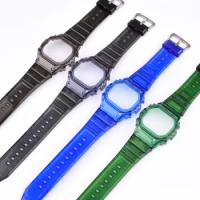 For Casio G-Shock GMW-B5000 Resin Watch Strap Retrofit Watch Accessories Including Mounting Tool Clear Strap + Watch Case