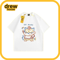 COD เสื้อยืด Drew House T-Shirt แขนสั้น Drew ผ้าฝ้ายแท้ ใส่สบาย ไม่ซีดจาง \เครยอนชินจัง\" ชุดคู่รัก 
