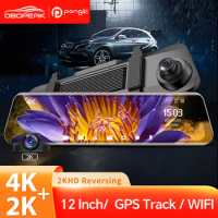 12 Inch Dash Cam Front and Rear 4k 2k Avto Dvr GPS WIFI View Mirror Dual Car Camera Dashcam Tool Video Recorder Night Vision