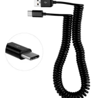 3m Spring Coiled Retractable USB 2.0 A Male to USB C Type C Data Charging Cable