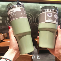 304不銹鋼保溫杯吸管創意冰霸杯大容量辦公咖啡水杯