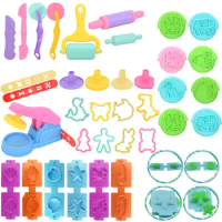 Dough Tools Set for Kids Various Plasticine Molds Cutter Rollers Play Accessories for Air Dry Clay Dough Boys Girls DIY Toys