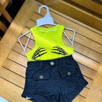 Set áo yếm quần quần short cho bé gái
