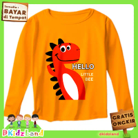 Kaos Anak Laki Laki Lengan Panjang Motif Dino Hello Bee Orange 1 - 10 Tahun-Dkidzland Laki-Laki