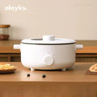 OLAYKS Electric Cooking Pot 3L Household Multifunction Electric Hot Pot Steak Frying Pan Non-Stick Cooker Kitchen Appliances