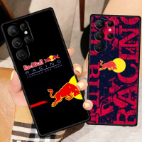 Red Beverage Bulls For Samsung Galaxy S23 S22 S21 S20 FE S10 S9 S10E S8 Plus Ultra Lite 5G Black Phone Case