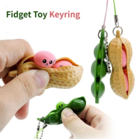 Squeeze Bean Decompression Toy Key Ring for Adult Children Keychain Fidget Toy Stress Reliever for Women Men Anti-stress Squishy