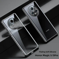 For Honor Magic 5 5Pro Case Luxury Plating Transparent Soft Silicone Bumper For Honor Magic5 4 4Pro Thin Shockproof Cover Coque