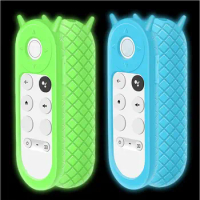 Silicone Protective Case for Google Chromecast TV 2020 Voice Remote, Remote Control Cover For Google TV 4K，Glow in the Dark,2Pcs
