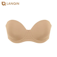 Underwire With Silicone Contour Multiway Strapless Bra For Woman Plus Size Full Coverage Lightly Padded Push Up Brassiere
