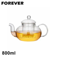 【日本FOREVER】英式耐熱玻璃濾網花茶壺 (800ML/1000ML)-1000ML