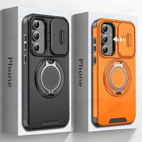 Ring Magnetic Folding Stand Dual Layer Phone Case For Samsung Galaxy S25FE S25 Edge A17 A07 M56 A56