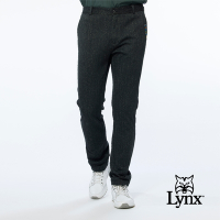 【Lynx Golf】男款日本進口布料側邊剪接設計牛仔褲款式平口窄管休閒長褲-黑色