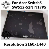 Genuine New 12"LCD Display For acer Switch5 SW512-52N N17P5 lcd Touch Screen Digitizer Assembly Replacement Resolution 2160X1440