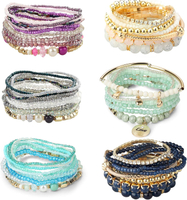 Loyallook 6 sets bohemian stackable bead bracelets for women stretch bohemian style stretch multilay