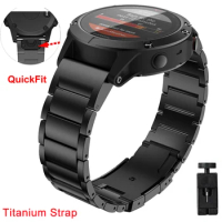 Titanium Alloy Metal Quick Fit Watch Strap with DLC Coating Version Compatible for Garmin Fenix 7X/6X Pro/5X Plus/Tactix 7 Delta