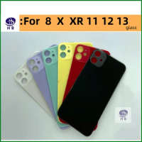 10pcs For iPhone 8 8Plus X XR XSMAX 11 Pro 12 Pro 13 Mini Back Glass Case Large Camera Hole Replacement Rear Battery Cover Glass