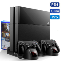 PS4 PS4 Pro PS4 Slim Console Vertical Stand 2 Controller Charging Dock 2 Cooling Fan 10 Games Storage for  Playstation 4