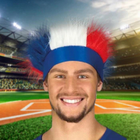 France National Flag Hairband Lightweight France Flag Pattern Wig Breathable France Furry Headband Competition Cheering Props