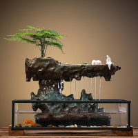 中式假山流水器景觀噴泉辦公室桌面招財擺件轉運生財魚缸開業禮品