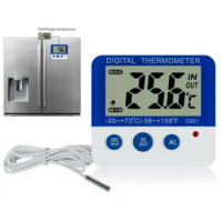 Led Fridge Freezer Digital Thermometers ℃/℉ Temperature Humidity Meter With Led Indicator Alarm Function