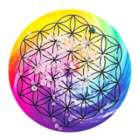 Aurora Rainbow Printing Geometric Energy Mandala Flower of Life Round Wood Plank Board Reiki Crystal Healing Pendulum Ouija Prop