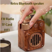 Caixa De Som Portable Vintage Wooden TF/FM Receiver Bluetooth Vintage Radio Classic Music Player Box Speaker Card Radio Box