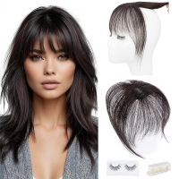 Hairro Clip On Bangs Human Hair Bangs Hair Clip In Bangs 3D 360°Cover Topper With Bangs Wispy Air Ba