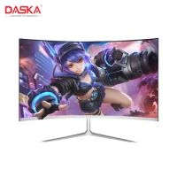 DASKA 23.8-Inch Game Competition Curved Widescreen IPS/LED 24" Display 75Hz HDMI/VGA Input White/Red