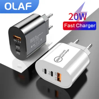 Olaf 20W 3 Ports Fast Charge Usb C Wall Charger PD Mobile Phones Adapter Type C Quick Charge 3.0 For iPhone 13 14 Samsung s20