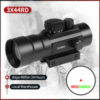 3X44 Red Green Dot Sight Scope Tactical Optics Riflescope Fit 11/22mm Dovetail Rail For Hunting Rifle Air Gun Scopes
