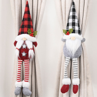 圣誕節裝飾用品卡通老人雪人窗簾扣創意玩偶窗簾綁繩公仔門掛掛飾