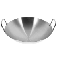 Stainless Steel Wok Pot with Two Handle Griddle Non-stick Kitchen Appliances Pan Frying