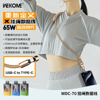 สายเคเบิลข้อมูล WEKOME แบบถักไนลอน อัลลอยด์สังกะสี รองรับการชาร์จเร็ว 65W และ Type‑C มาพร้อมสายคล้อง