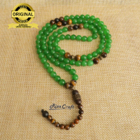 Tasbih Batu Giok Hijau Quartzite 99 Butir Asli Akik Alam Original Mix Onyx Tiger Eye