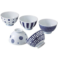 日本製 西海陶器 波佐見燒 藍玉 軽量 茶碗 飯碗 (5入組)