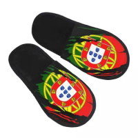 Vintage Flag Of Portugal House Slippers Women Cozy Memory Foam Portuguese Pride Slip On Hotel Slipper Shoes