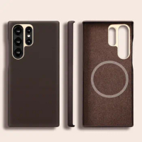 Original Genuine for Samsung Galaxy S23 Ultra Leather Magnetic Case Wireless Charging Cover For Samsung galaxy S23+ Magnet Case