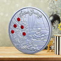 歐美圣誕節新年賀歲紀念銀幣 平安夜圣誕禮物紀念章鑲鉆許愿幣