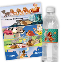 24Pcs Kids Lady and The Tramp Water Bottle Wraps Labels Stickers of Kids Birthday Animals Baby Shower Party Decorations Supplies