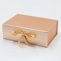 Manufacture Eco-friendly 100pcs Golden Luxury Gift Boxes With Ribbon Wholesale Folding Cardboard Box For Packaging Books
