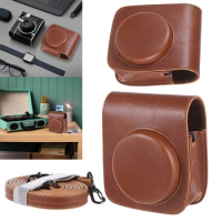Vintage Pouch Cover Protector with Pocket PU Adjustable Shoulder Strap Anti-scratch for Fujifilm Instax Mini 90 Instant Camera