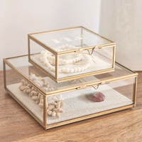 簡約復古做舊玻璃首飾盒珠寶手飾收納盒永生花展示道具伴手禮盒