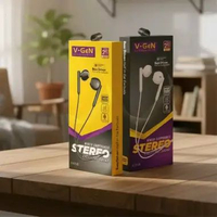 Earphone V-GeN VEP1-45A, VEP1-45 Wired Earphones Stereo Headset HD Bass VEP1-45A Hitam
