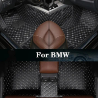 New Side Storage Bag With Customized Leather Car Floor Mat For BMW X5M F85 X6 E71 F16 X6M F86 I3 I8 Z4(Convertible) Auto Parts