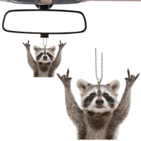 Procyon Lotor Keychain Cartoon Animal Keychain Acrylic Procyon Lotor Rearview Mirror Hanging Decor J