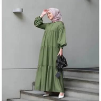 Baju GAMIS BREZANI MIDI LONG DRESS REMAJA RUFFLE Olive